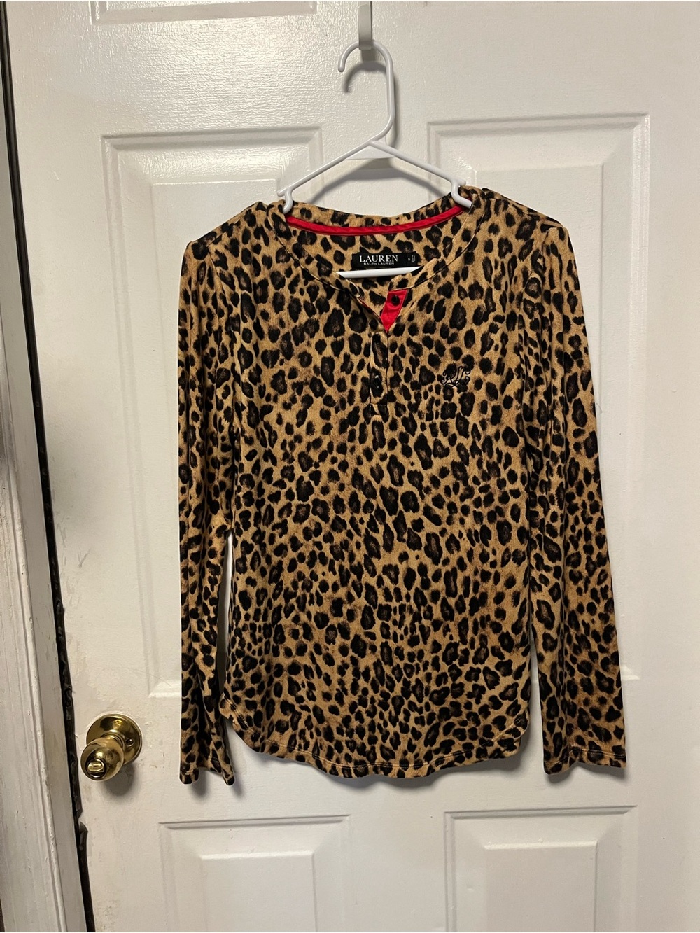 Lauren Ralph Lauren Women's Leopard Print Long Sleeve knit sweater size small